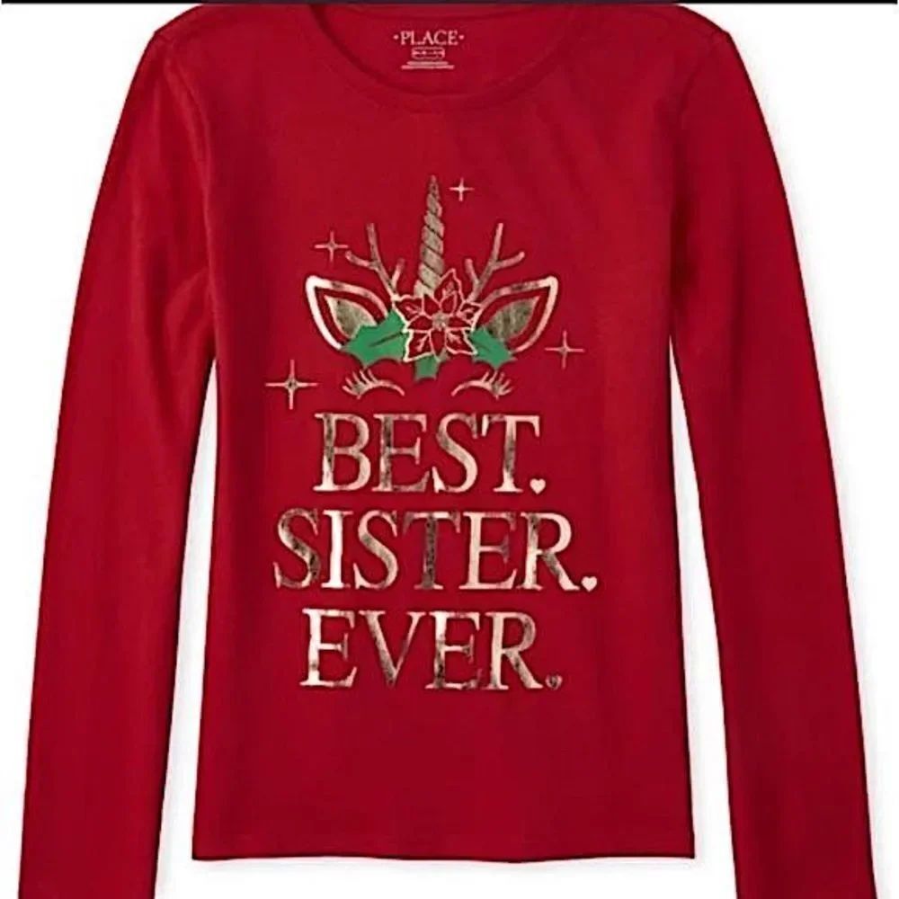 🌴The Children’s Place ‘Best Sister Ever’ Long Sleeve Tee, Girls XL/14 Red